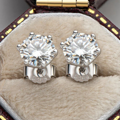 Real 0.5ct/1ct/2ct D Color Moissanite 925 Sterling Silver Gold Plated Stud Earrings For Women Wedding Fine Jewelry Gift