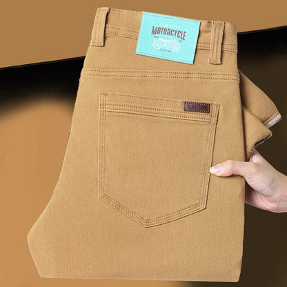 Classic Style 3 Colors Autumn Men's Slim Brown Jeans High Quality Business Casual High Stretch Denim Pants Male Brand Trousers