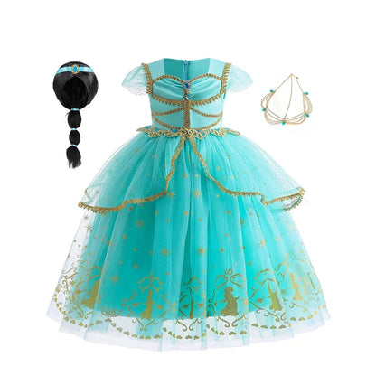 Jasmine Princess Dress for Girls Cosplay Aladdin Magic Lamp Costume Kids Halloween Birthday Carnival Party Vestidos