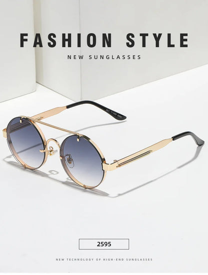 Round Steampunk Sunglasses For Men Fashionable Punk Sunglasses Women Trendy Vintage Fashion Glasses Retro Gafas De Sol Hombre