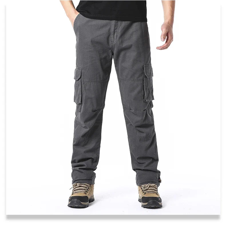 Big Size Men's Casual Sports Pants Stretch Waist Tactical Cargo Pants Man Hiking Pants Joggers Cotton Trousers
