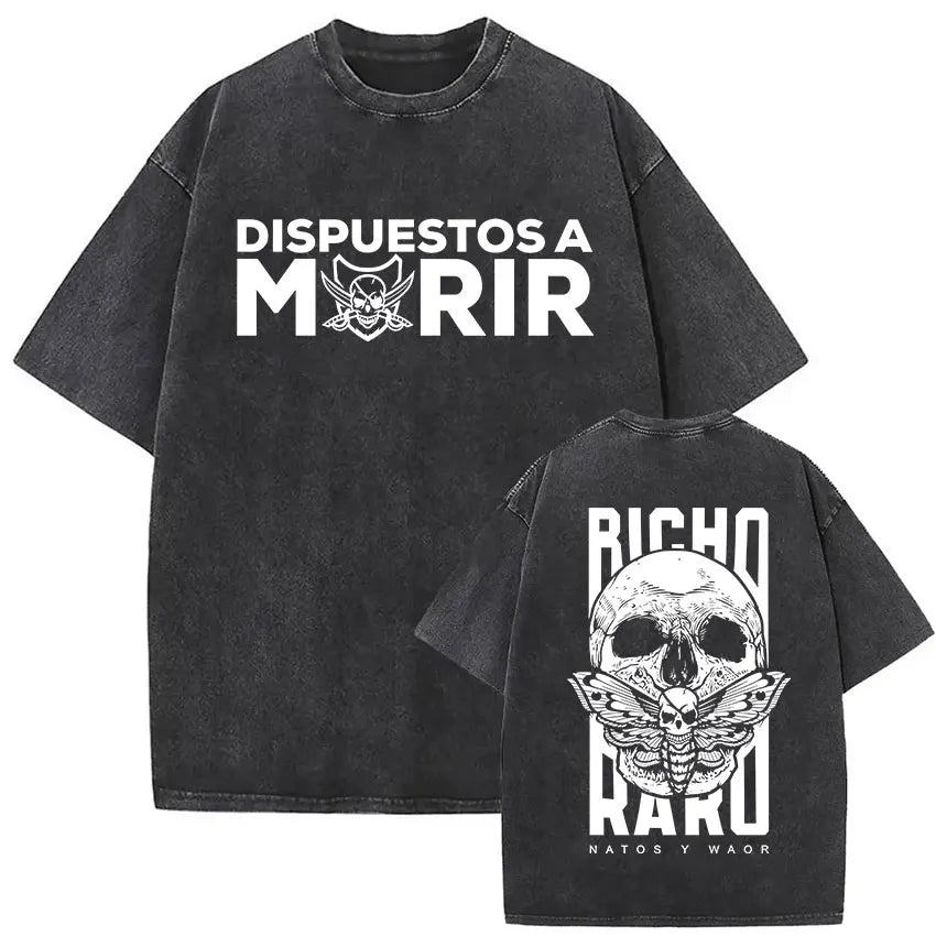 Washed Vintage NATOS WAOR Hijos De La Ruina Logo Album Merch T Shirts Men's Women Hip Hop Gothic Short Sleeve T-shirt Streetwear