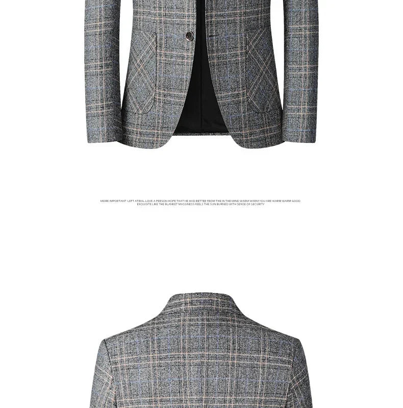 New Men Blazer Slim Fit Plaid Long Sleeve Smart Casual Blazer for Men 2026 Spring and Autumn Wedding Coat for Men Clothes