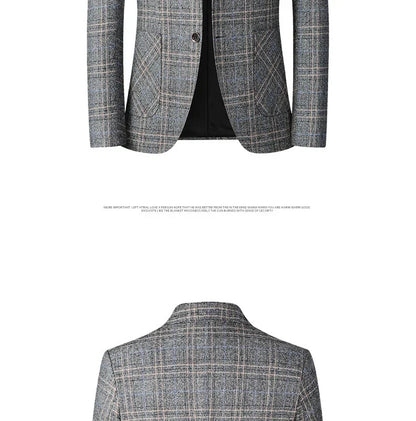 New Men Blazer Slim Fit Plaid Long Sleeve Smart Casual Blazer for Men 2026 Spring and Autumn Wedding Coat for Men Clothes