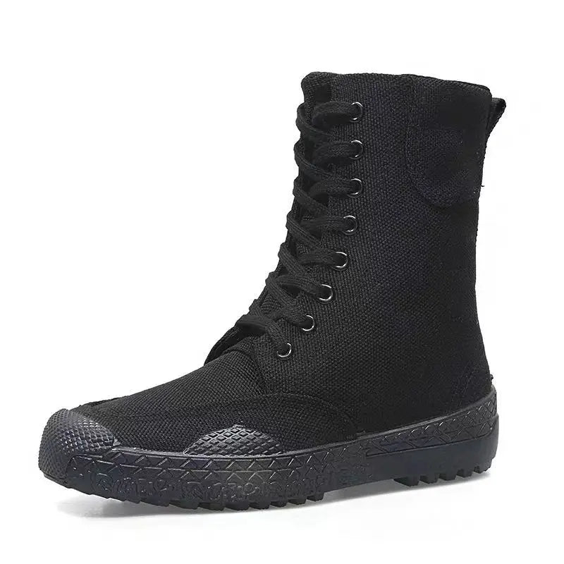 36-46 Mens Boots Spring Autumn Male Canvas Botas Lace-Up Shoes High Top Booties Solid Color Zapatos Ankle Motorcycle Footwear Y3