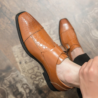 Leather Designer Brand Monks Snake Luxury Men Casual Office Business Man Loafers Mens Moccasins Driving Wedding Dress Male Shoes