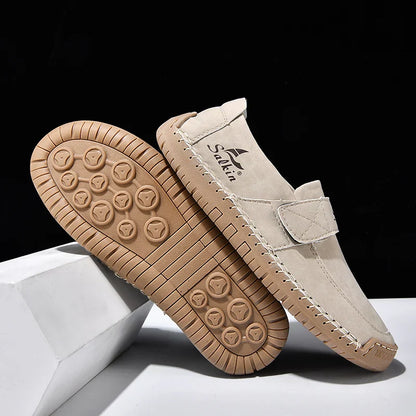 Men's Slip On Loafers Soft Leather Preppy Lightweight Breathable Driving Shoes Non Slip Daily Fashion Casual Outdoor Sneakers