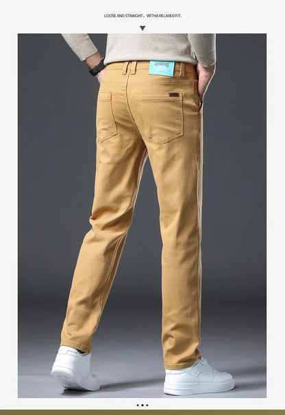 Classic Style 3 Colors Autumn Men's Slim Brown Jeans High Quality Business Casual High Stretch Denim Pants Male Brand Trousers