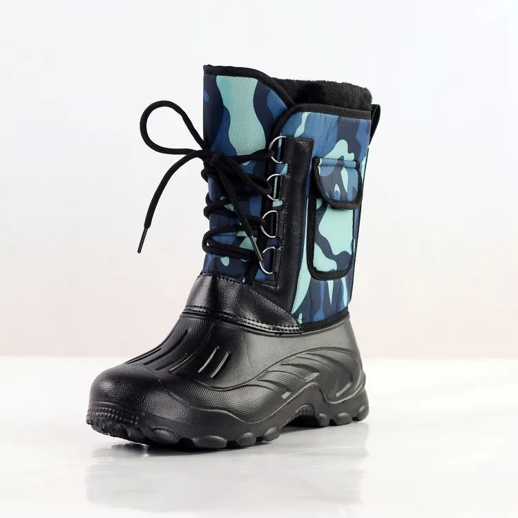2025 New Men's Winter Boots Platform Men's Snow Boots Warm Thick Plush Waterproof Outdoor Fishing Work Boots Plus Size 40-46