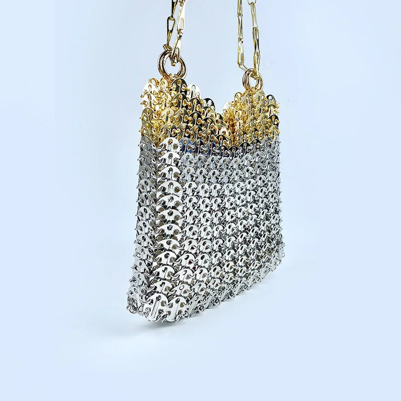 2024 Hot selling metal sequin high-capacity mobile phone cross-body chain bag handmade bag for women's fashion trend