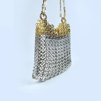 2024 Hot selling metal sequin high-capacity mobile phone cross-body chain bag handmade bag for women's fashion trend