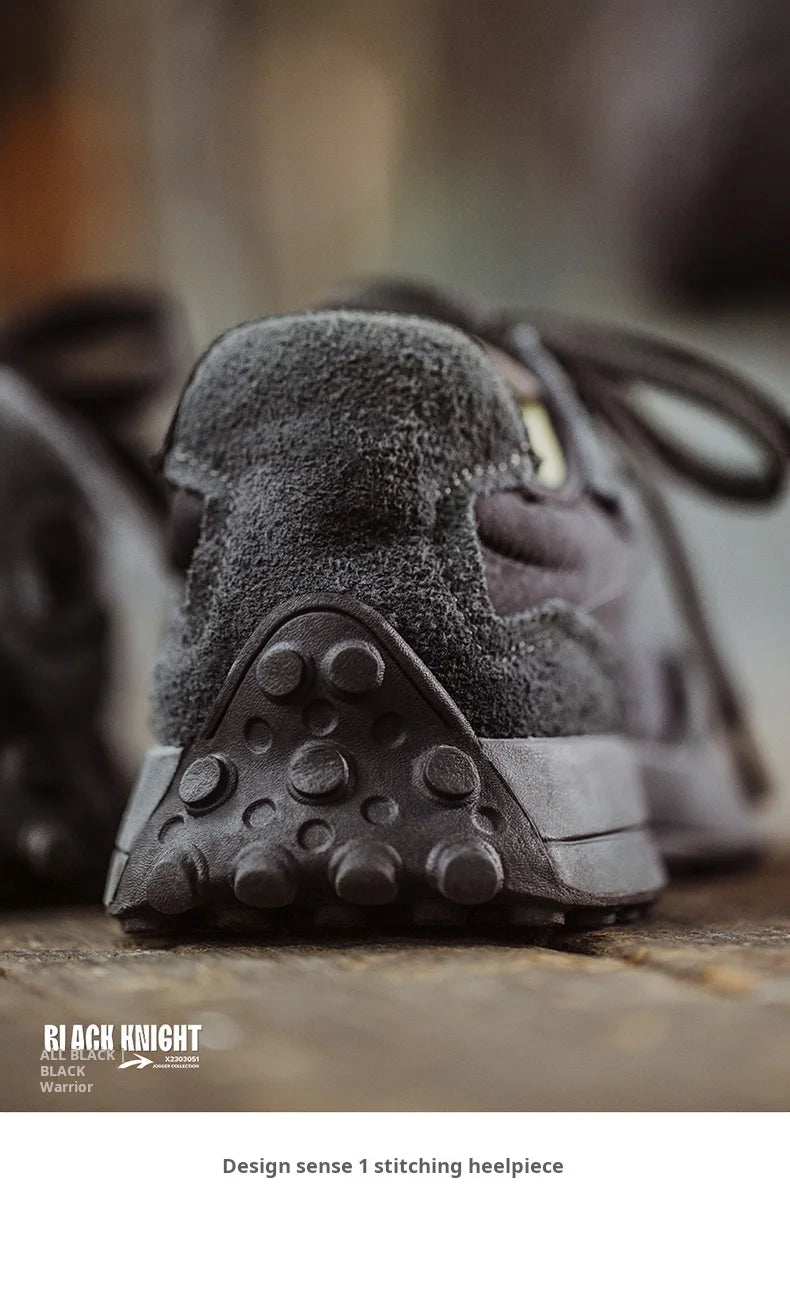 Spring Vintage Thick-soled Patchwork Black Sneakers Casual Breathable Jogging Shoes Low-top Lace-up Sporty Summer Shoes