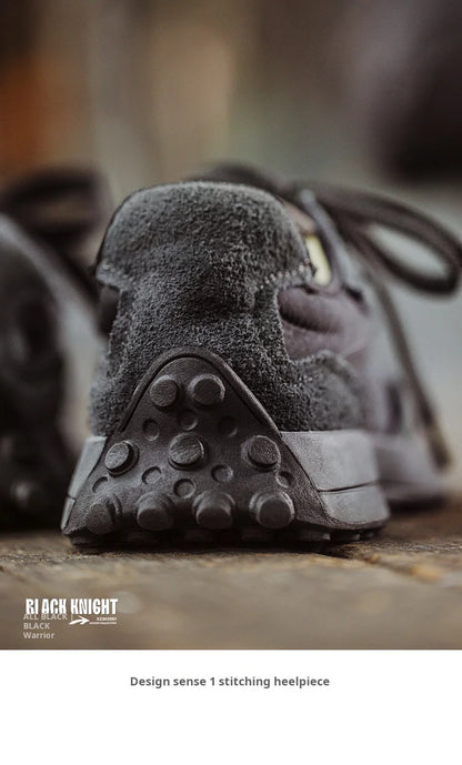 Spring Vintage Thick-soled Patchwork Black Sneakers Casual Breathable Jogging Shoes Low-top Lace-up Sporty Summer Shoes