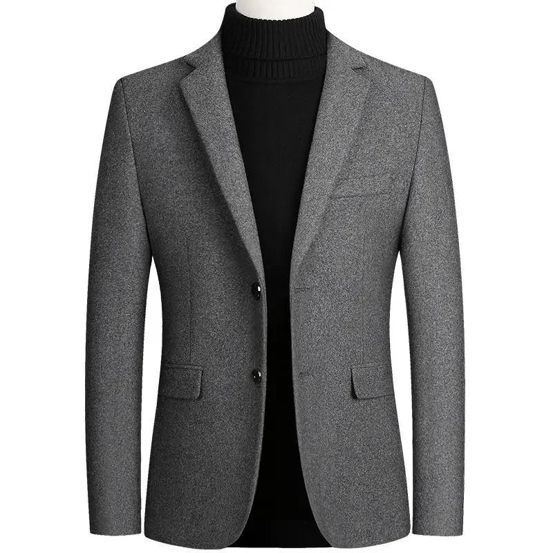 Brand Business Casual Wool Blazer Men 2026 Autumn and Winter New Solid Men Blazer Regular Fit Long Sleeve Blazers for Men