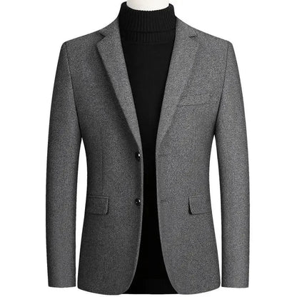Brand Business Casual Wool Blazer Men 2026 Autumn and Winter New Solid Men Blazer Regular Fit Long Sleeve Blazers for Men