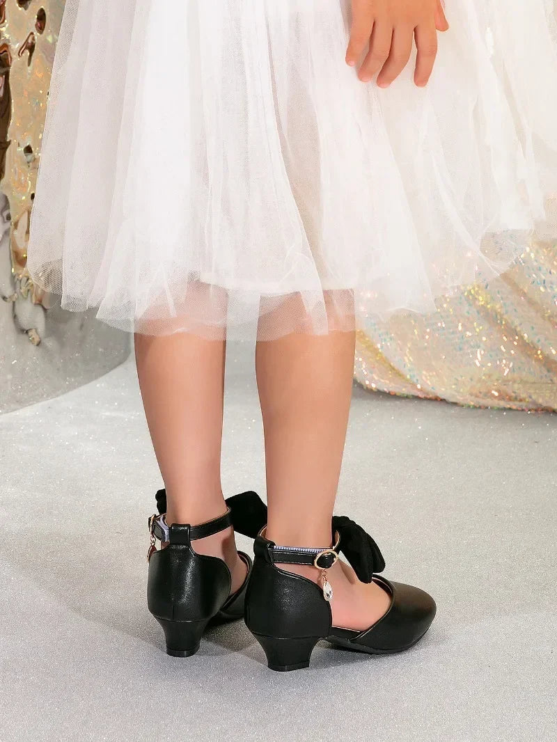 Girl Princess Dress Sandals Summer New Versatile Kids Fashion High Heels Shoes Sweet Bowknot Versatile Children Causal Sandals