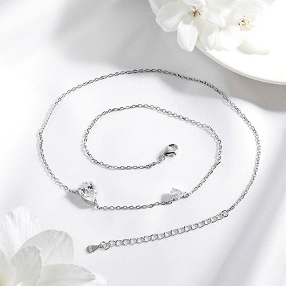 2.5CTTW Pear Cut All Moissanite Necklaces for Women 2 Gems Pendant Lab Diamond Pure 925 Sterling Silver Chain Plated 18k
