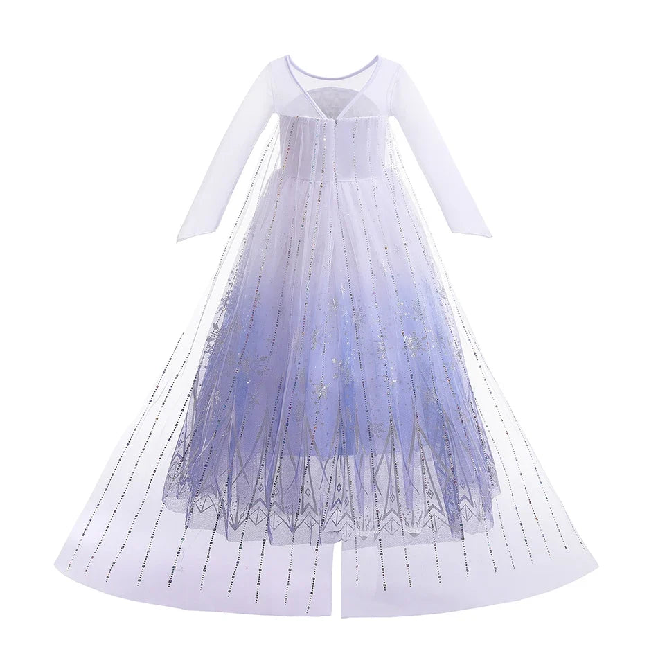 2PCS LED Light Up Snow Queen Costume for Kids Girl Elsa Birthday Party Luxury Princess Cosplay Children Carnival Clothing Outfit