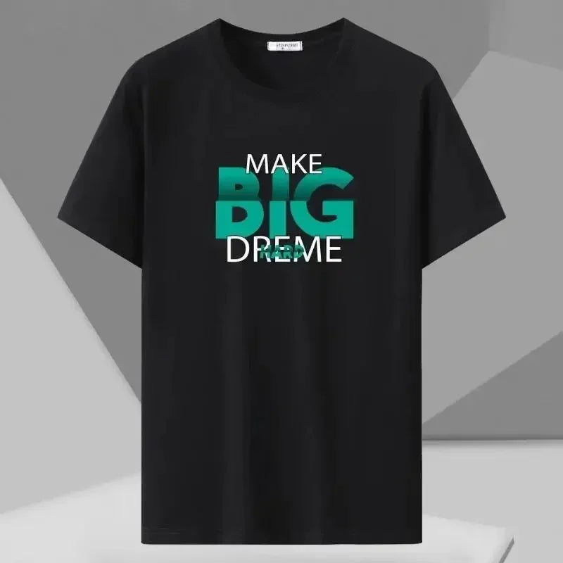 Men T-shirt Printed Tee Plus Size 110-180kg 5XL 6XL 7XL Black T Shirts Round Neck Short Sleeve Oversized Tops Big Size Clothing