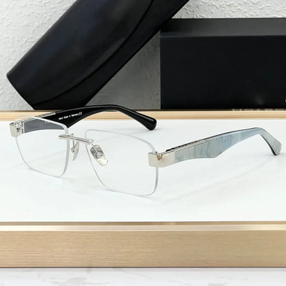 Luxury Rimless Sunglasses Irregular Square Alloy Acetate High Street Men Women Handmade in Germany UV400 THE MAGIC III with Case