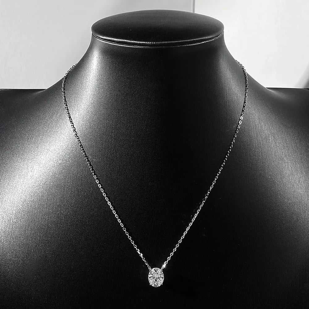 1-4.5ct Oval Cut Moissanite Necklaces for Women Daily Jewelry Solid 925 Silver Chain Wrap Diamond Pendant Birthday Gift