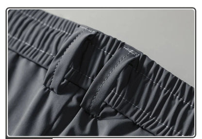 Korean Y2K Summer New Men's Ice Silk Pants All Match Elastic Sweatpants Office Business Casual Fashion Straight Suit Trousers