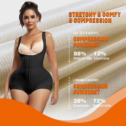Bodysuit Shapewear Women Tummy Control Butt Lifter Faja Body Shaper Open Crotch With Hooks Design