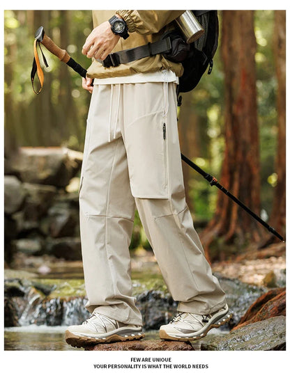 Male Hiking Pants Outdoor Waterproof Windproof Mountaineering Sports Pant Spring Autumn Zippered Pocket Fishing Camping Trousers