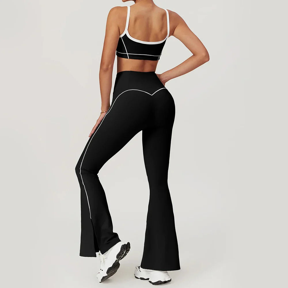 Yoga Set Women Sport Bra Gym Workout Legging High Waist Wide Flare Pant Fitness Sports Shorts Active Wear Suit