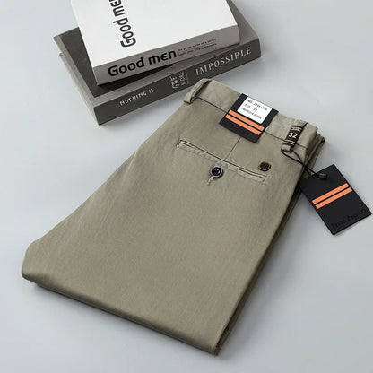 97% Cotton Straight Casual Pants Business formal Black Blue Stretch Mens Trousers Khaki Brown Mens Pants