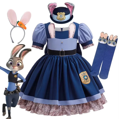 Girl Zootopia 2 Dress Cosplay New Moives Judy Costume Halloween Bunny Cosplay Dress Up Performance Birthday Clothes