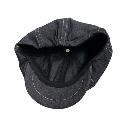 High Quality Newsboy Caps Men Women Black Beret British Gatsby Cap Spring Autumn Denim Fabric Hat NC11