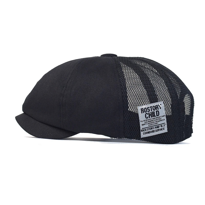 Summer Mesh Newsboy Cap Breathable Cotton Peaky Octagonal Hat Vintage Casual Cap Solid Berets Visor Gatsby Flat Ivy Hat