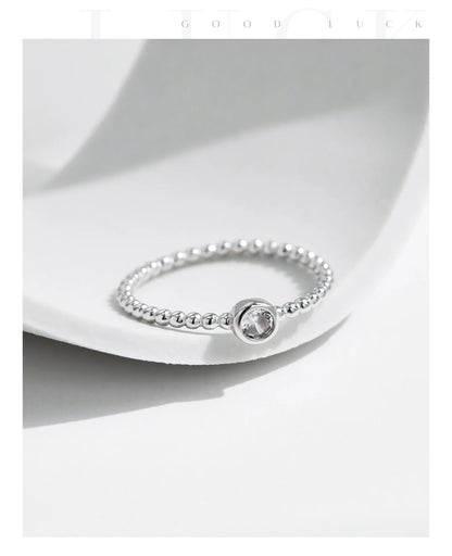 Bezel Setting Moissanite Ring 925 Sterling Silver Beads Trendy Stackable Finger Rings For Women Lab Diamond Jewelry