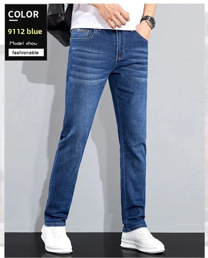 Autumn Winter New Men's Micro Elastic Straight Leg Denim Pants with Shape Skin Friendly Business Men's Pants in Multiple Sizes