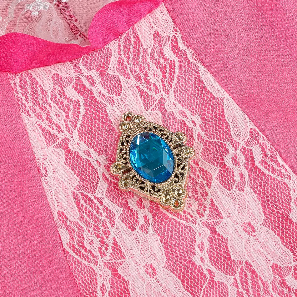 Pumber Bros Vedio Game Movie Cosplay Girl Peach Dress up Lace Ball Gown Princess Costume Kid Cute Halloween Clothing Frock 2-10Y