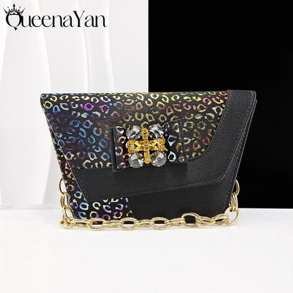 Queena Yan  2025 Shiny Italian Fashion Pointed Toe Women Heel Fashion Rhinestone Decoration Pink Color Shoes And Bag Set