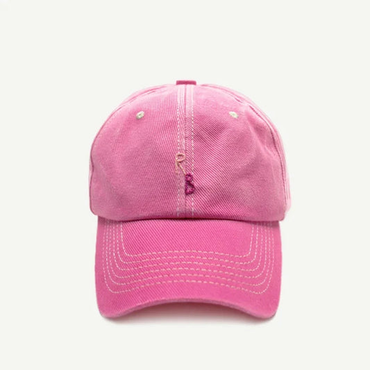 Casual Monogram Cotton Baseball Cap for Men and Women Hand-Dyed Soft Fabric Dad Hat with Hand-Embroidered Letters