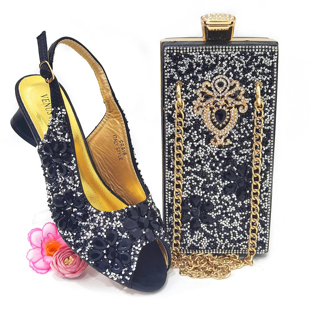 Summer Sandals for Party and Weddings Peep-Toe Bridal Shoes Women 2023 Comfortable Shoes and Bag Set for Lady