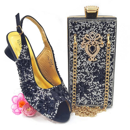 Summer Sandals for Party and Weddings Peep-Toe Bridal Shoes Women 2023 Comfortable Shoes and Bag Set for Lady