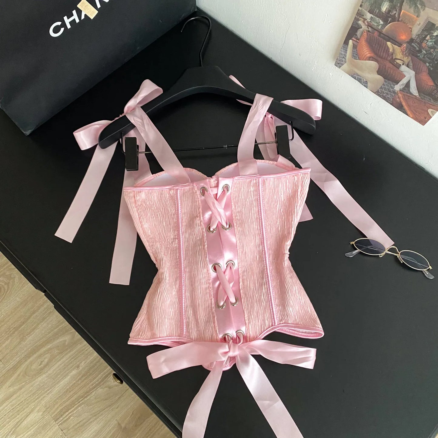 Luxury Party Corset Top Ladies French Style Lace Up Texture Senior Sexy Camisole Summer Retro Sensual Bodycon Tank Top