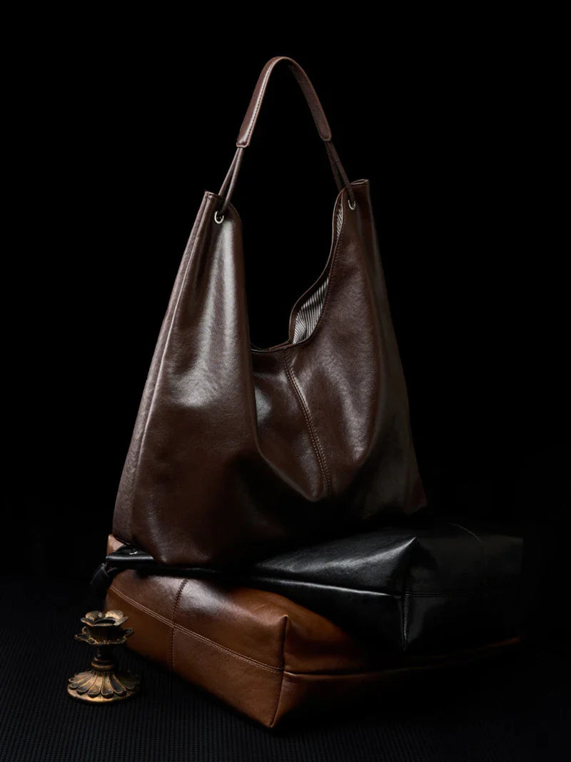 New Women's Large Capacity Genuine Leather Handbag Fashion Single Shoulder Underarm Bag for Ladies Commuting Stylish Girls Bag