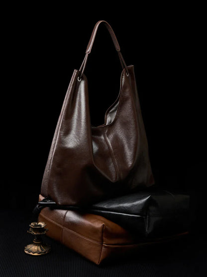 New Women's Large Capacity Genuine Leather Handbag Fashion Single Shoulder Underarm Bag for Ladies Commuting Stylish Girls Bag