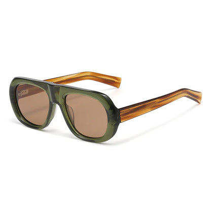Vintage Pilot Rectangular Frame  Men Sunglasses Fashion Polarized Shades UV400 Women Trending Punk Sun Glasses INS Eyeglasses