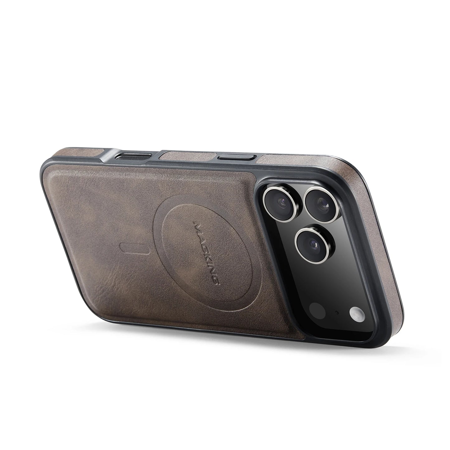 Leather Brand Magnetic Charging Phone Case For Magsafe iPhone 17 Air 16 15 14 Plus 13 12 Pro Max 16e Shockproof Protective Cover