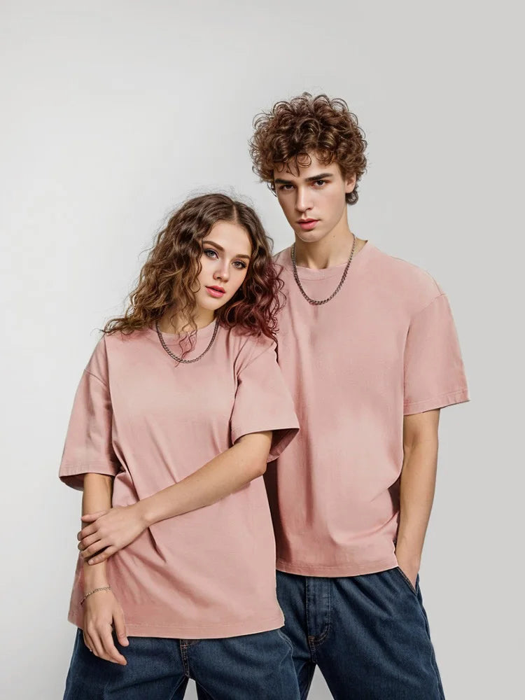 Sypcman Oversized T-Shirt 9.9oz 280 Grams Heavy High Qualtity Men Short Sleeve Tee Cotton Solid Color Customized OEM Streetwear
