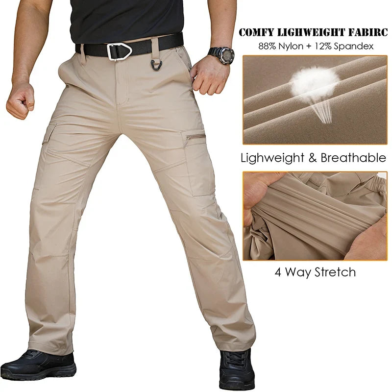 Men’s Lightweight Hiking Pants Quick Dry Water Resistant Tactical Work Outdoor Fishing Cargo Trousers