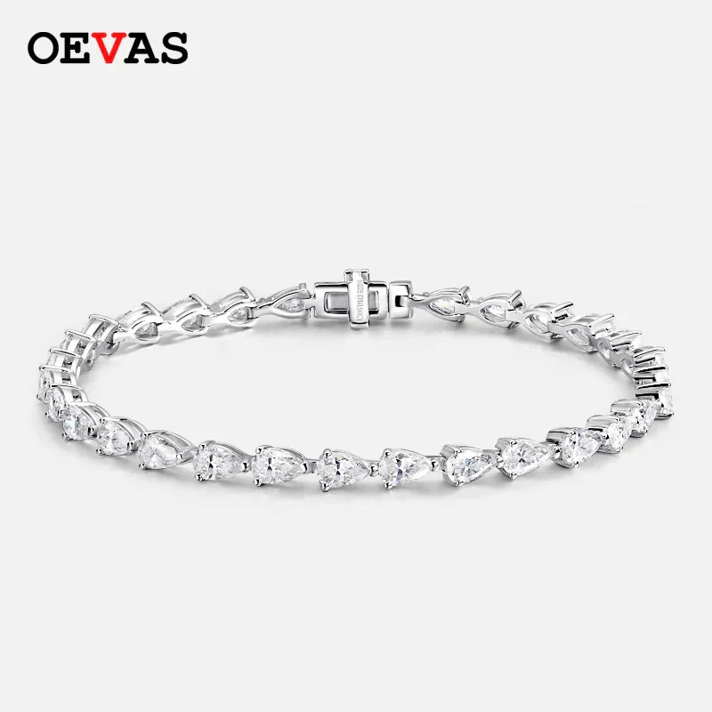 3*5MM D Color Full Water Water Drop Moissanite Bracelet 100% 925 Sterling Silver For Women Party Fine Jewelry