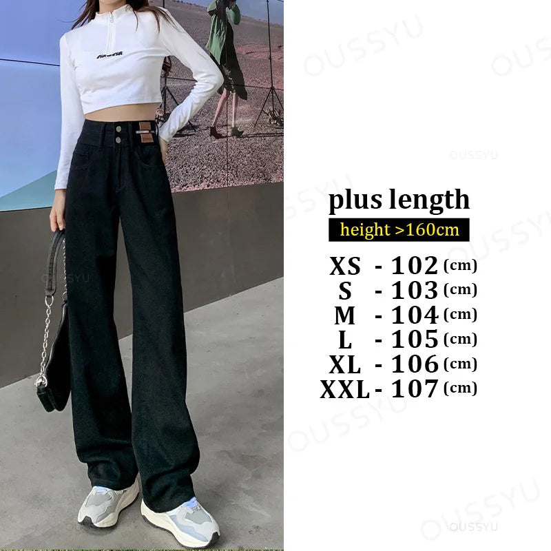Y2K Woman Jeans High Waist Wide Leg Cotton Denim Clothing Blue White Streetwear Vintage Fashion Harajuku Straight Pants