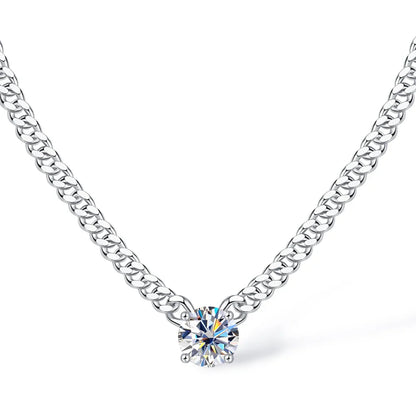100% 925 Silver Cuban Chain Necklace 1CT 2CT 3CT Moissanite Pendant Necklaces for Women Men Plated 18k Gold Jewelry with GRA